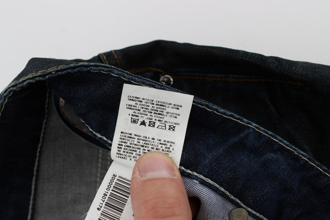 Acht Blue Wash Cotton Denim Straight Fit Jeans