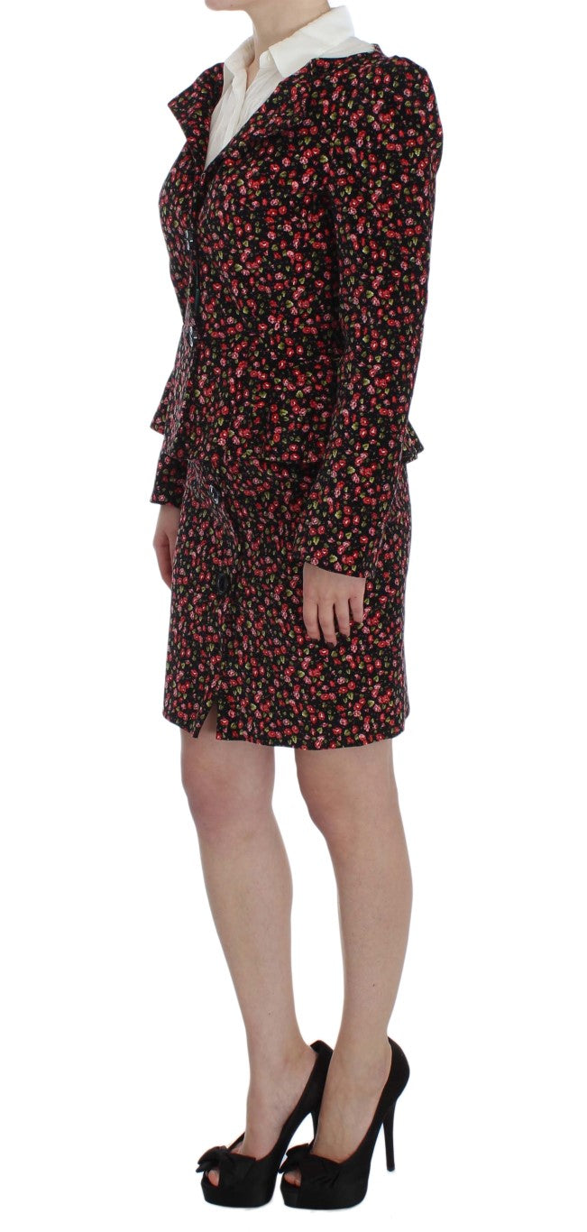 BENCIVENGA Black Multicolor Floral Suit