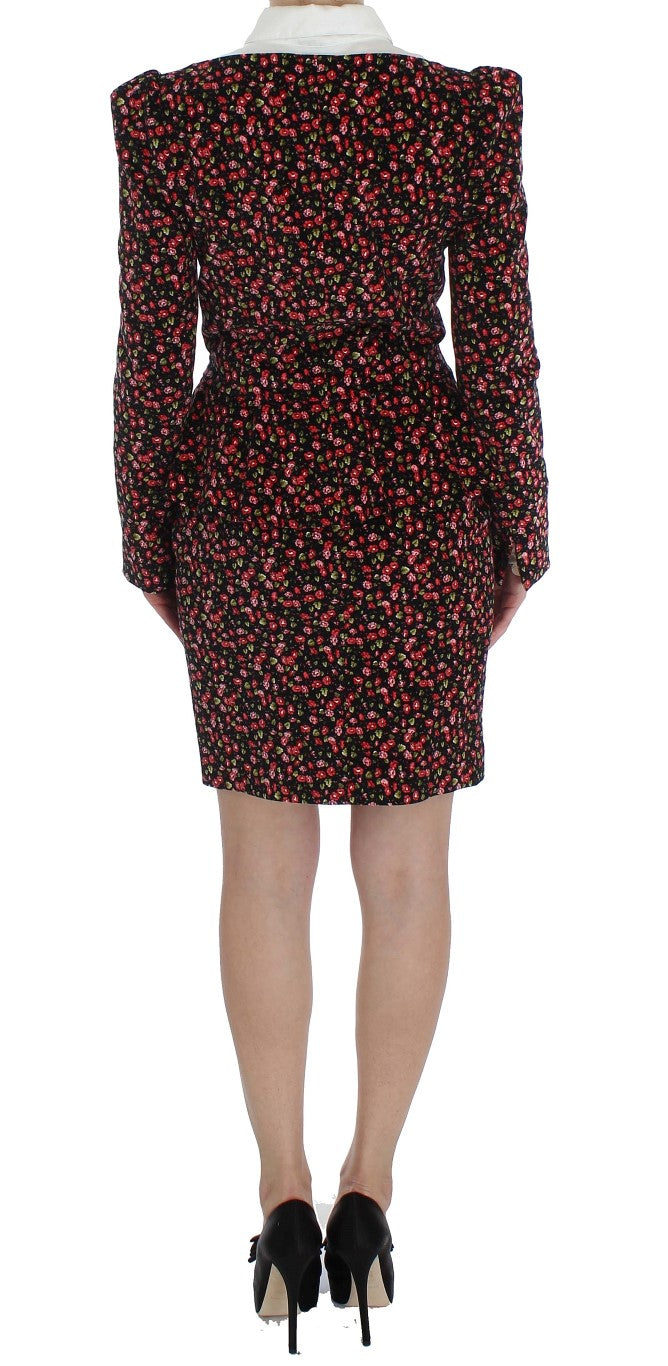 BENCIVENGA Black Multicolor Floral Suit