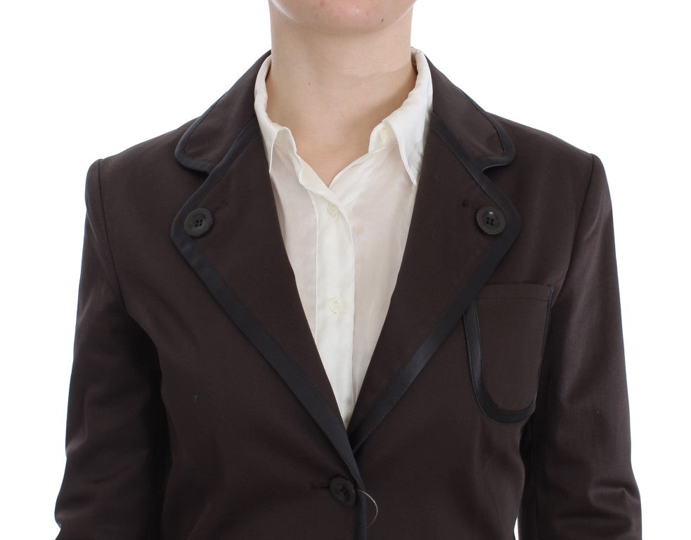 Exte Brown Stretch Two Button Suit