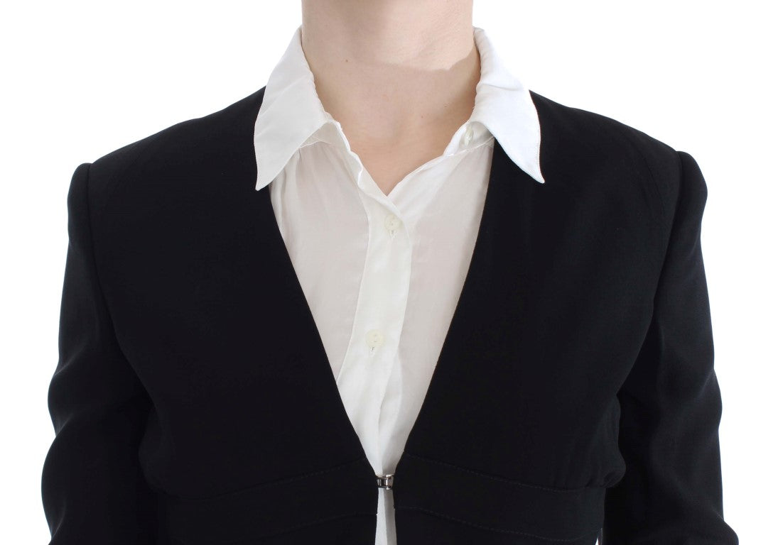 Exte Black Blue Two Piece Suit Skirt & Blazer