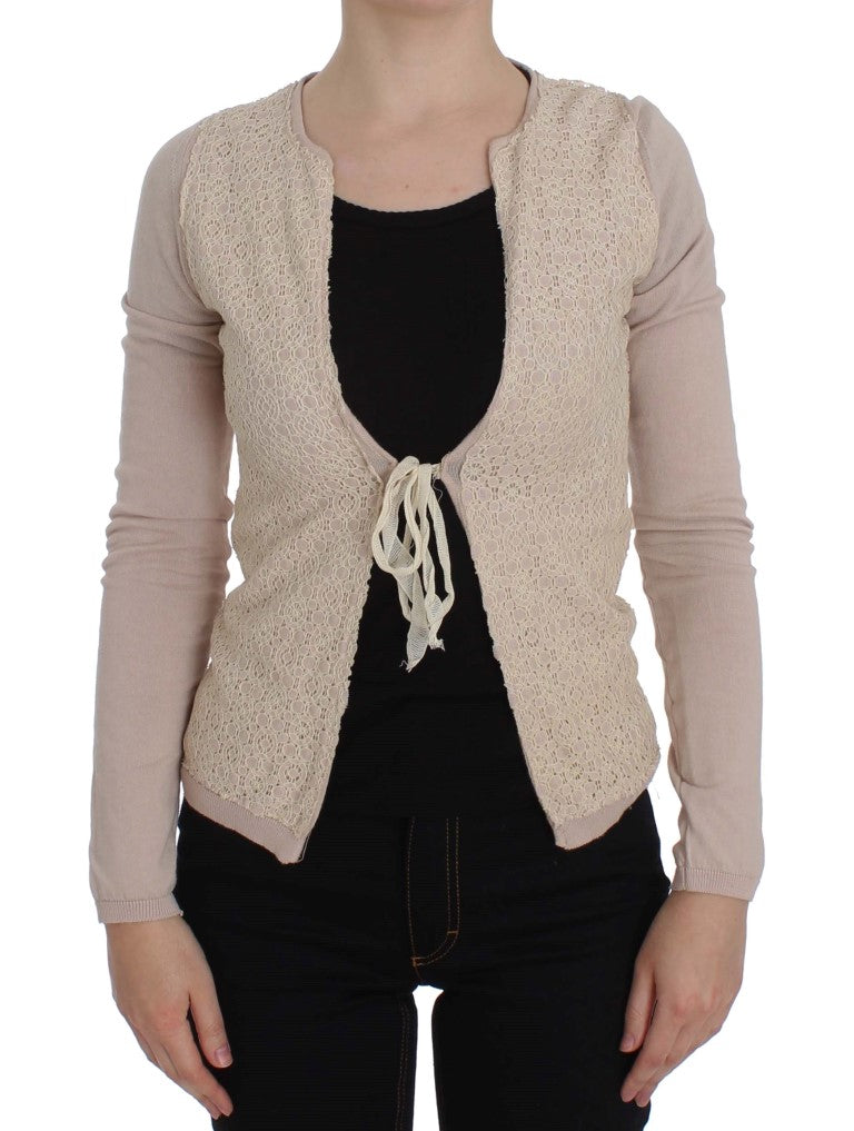 PINK MEMORIES Pink Floral Lace Wrap Sweater