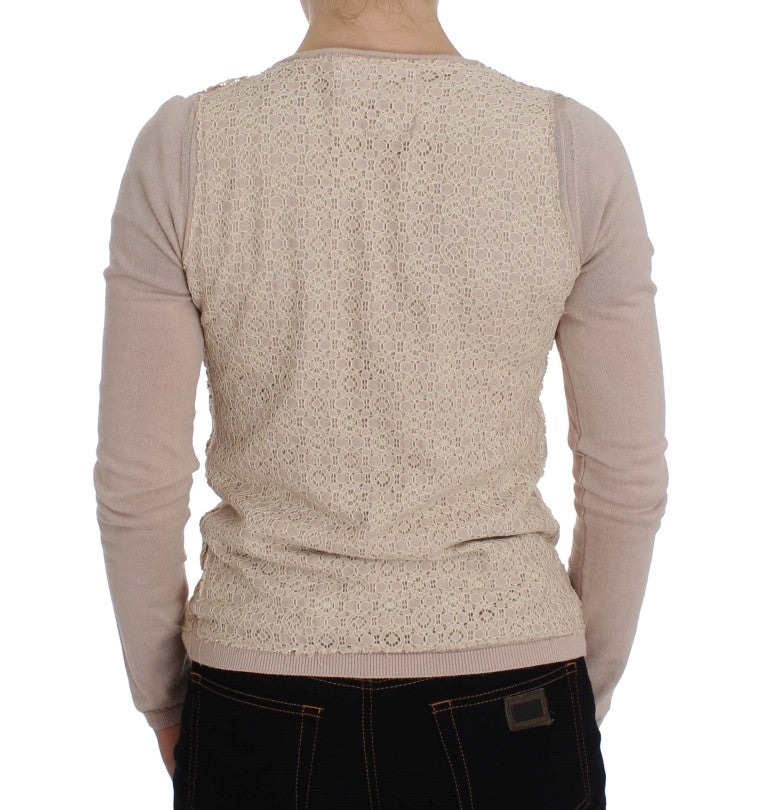 PINK MEMORIES Pink Floral Lace Wrap Sweater