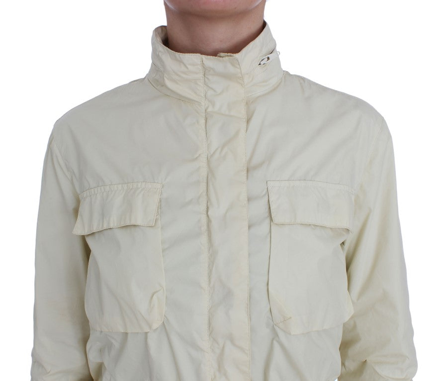 P.A.R.O.S.H. Women's Beige Weatherproof Trench Jacket Coat – Full Zip & Button, Waist Belt, 100% Nylon
