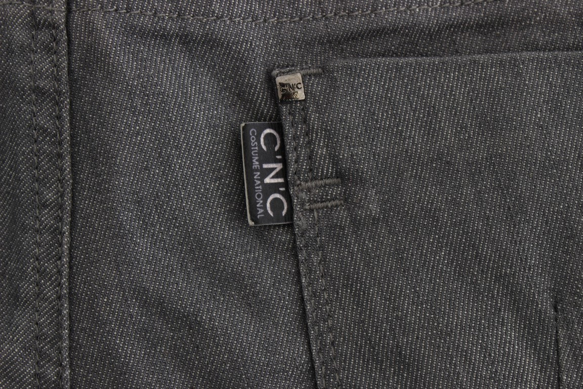 Costume National Gray Cotton Blend Slim Fit Jeans