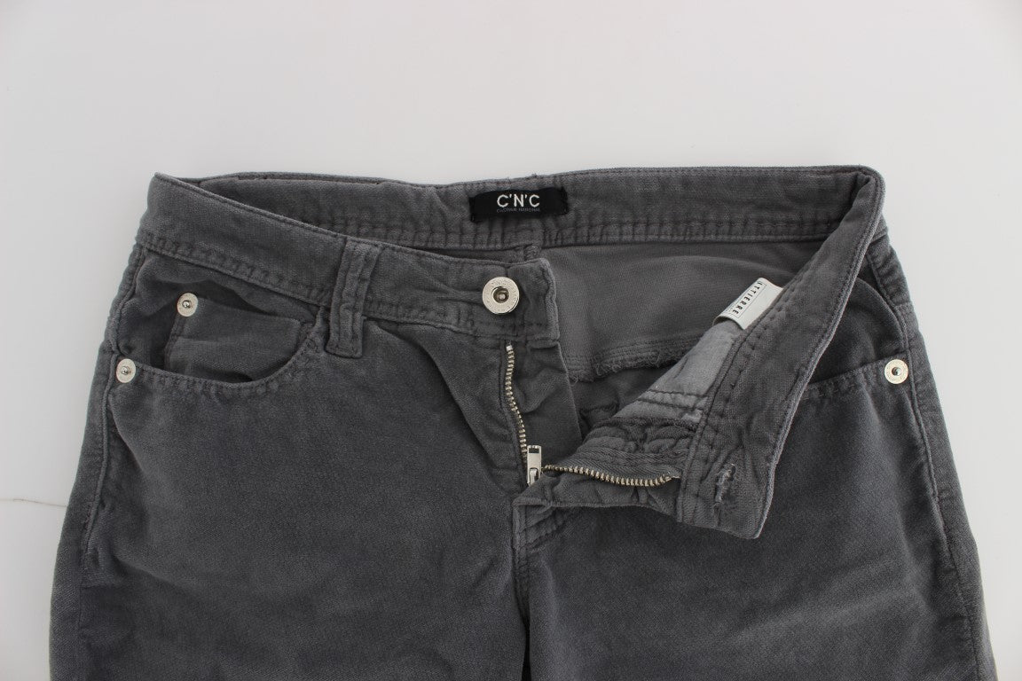 Costume National Gray Cotton Super Slim Corduroys Jeans