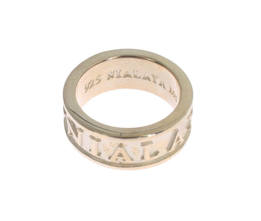 Nialaya Men's Pure Silver 925 Sterling Silver Ring – Logo Detail, Made in USA