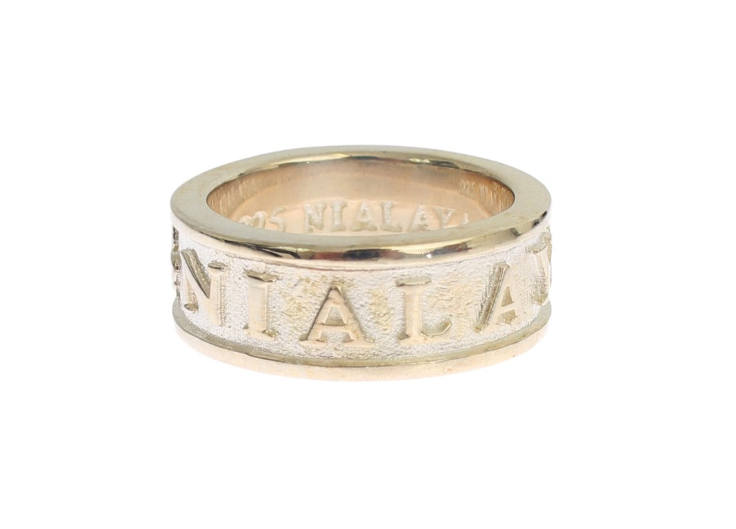 Nialaya Men's Pure Silver 925 Sterling Silver Ring – Logo Detail, Made in USA