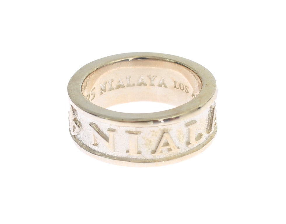 Nialaya Men's Pure Silver 925 Sterling Silver Ring – Logo Detail, Made in USA