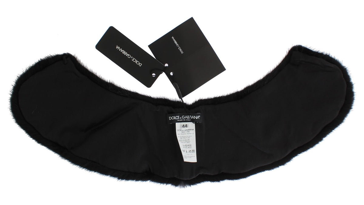 Dolce & Gabbana Black Mink Fur Shoulder Collar Scarf