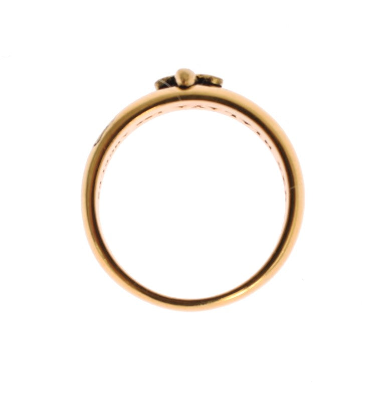 Nialaya Men's Gold 18K Plated 925 Sterling Silver Ring – Logo Detail, Handmade in Hollywood