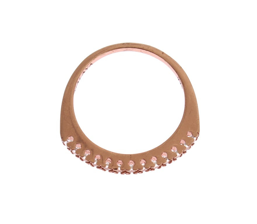Nialaya Women's Red Gold 18K Plated 925 Silver CZ Crystal Ring – Logo Detail, Handmade in Hollywood