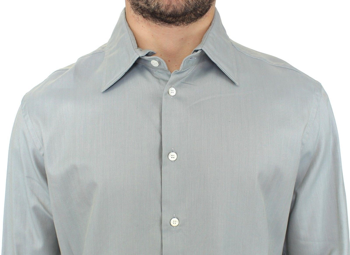 Ermanno Scervino Gray Cotton Long Sleeve Casual Shirt Top