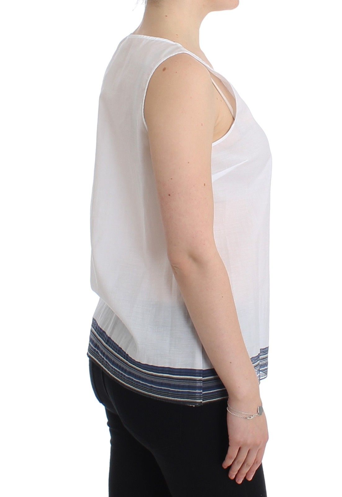 Ermanno Scervino White Blue Top Blouse Tank Shirt Sleeveless