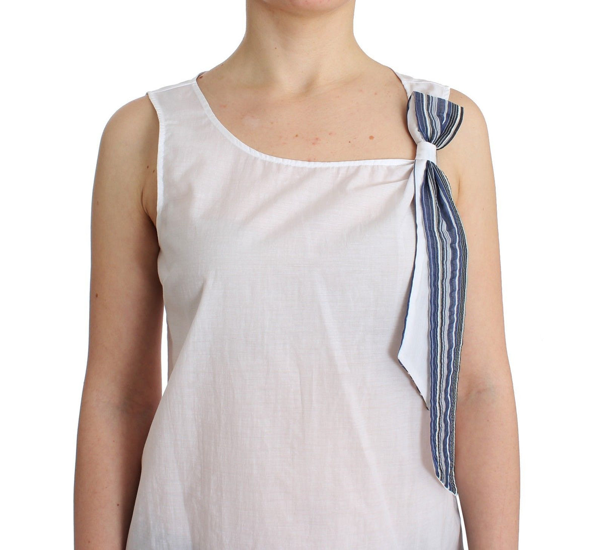 Ermanno Scervino White Blue Top Blouse Tank Shirt Sleeveless