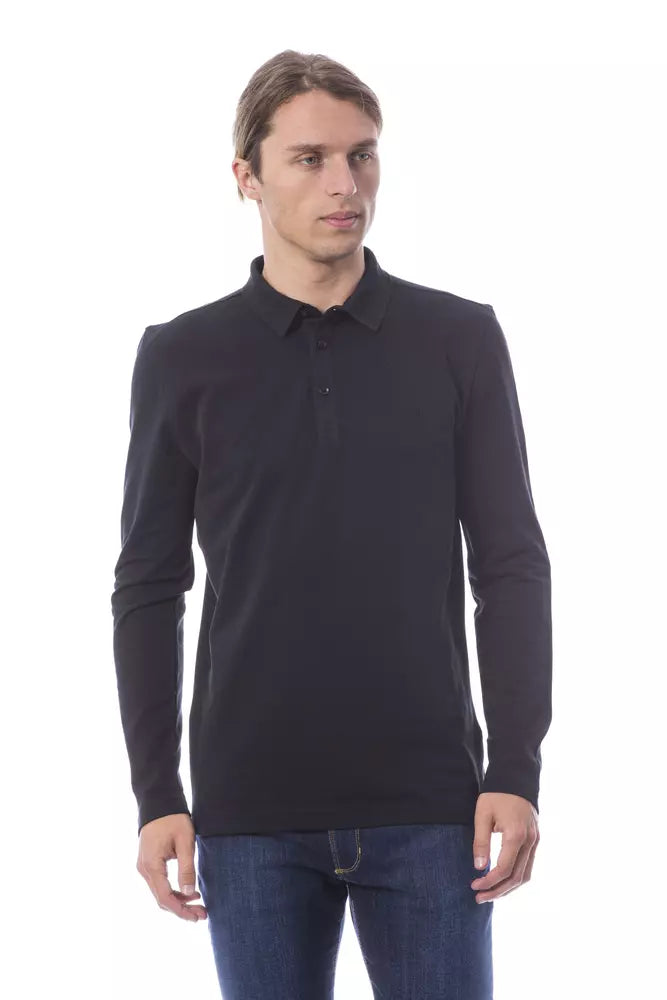 Verri Black Cotton Men Polo Shirt Long Sleeve