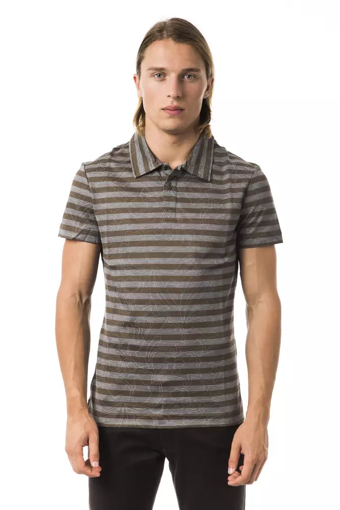 BYBLOS Men's Gray Cotton Polo Shirt – Logo Detail, Classic Fit