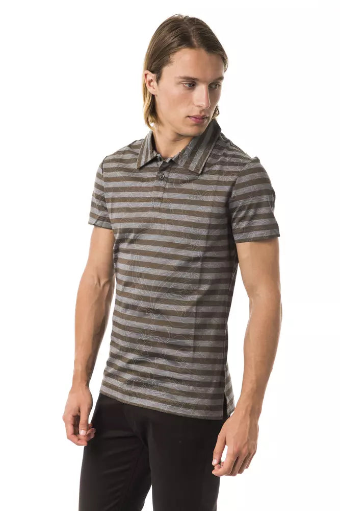 BYBLOS Men's Gray Cotton Polo Shirt – Logo Detail, Classic Fit