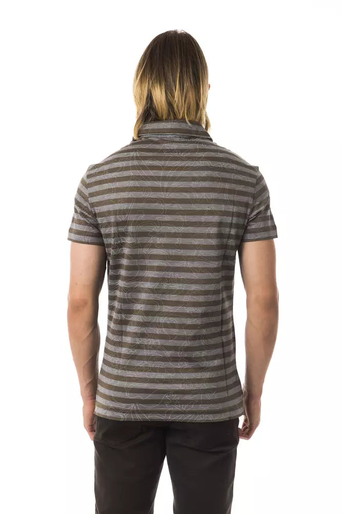 BYBLOS Men's Gray Cotton Polo Shirt – Logo Detail, Classic Fit