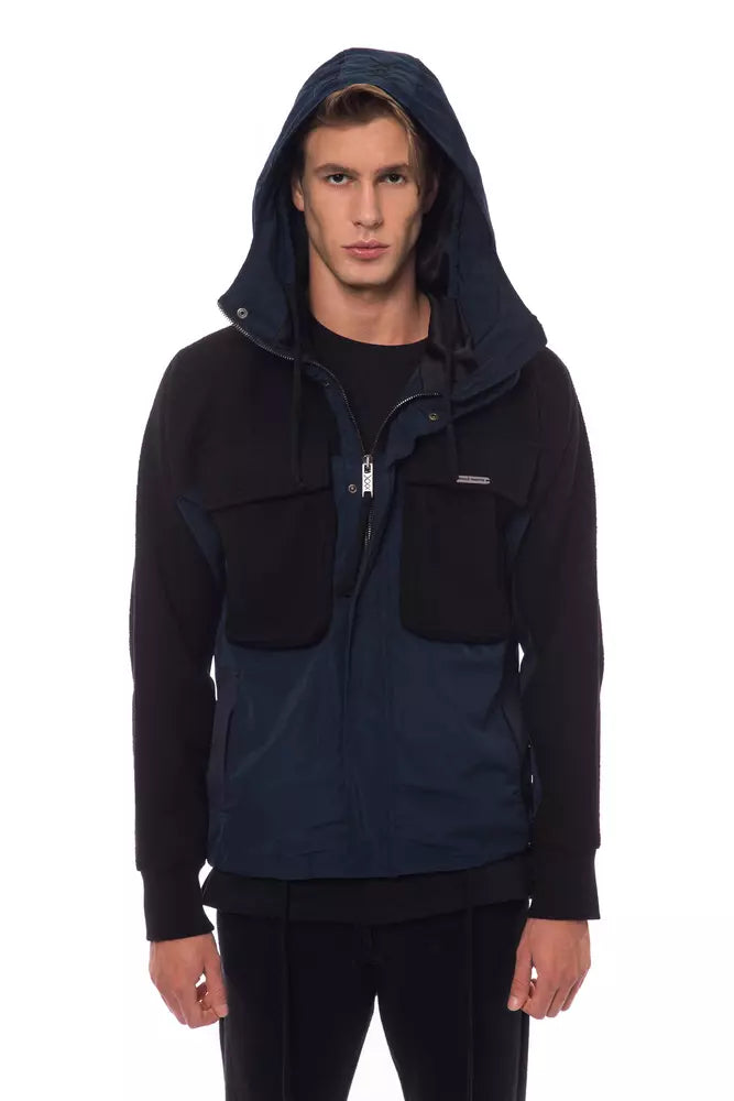 Nicolo Tonetto Black Wool Men Jacket with Hood and Pockets