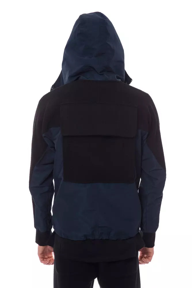Nicolo Tonetto Black Wool Men Jacket with Hood and Pockets