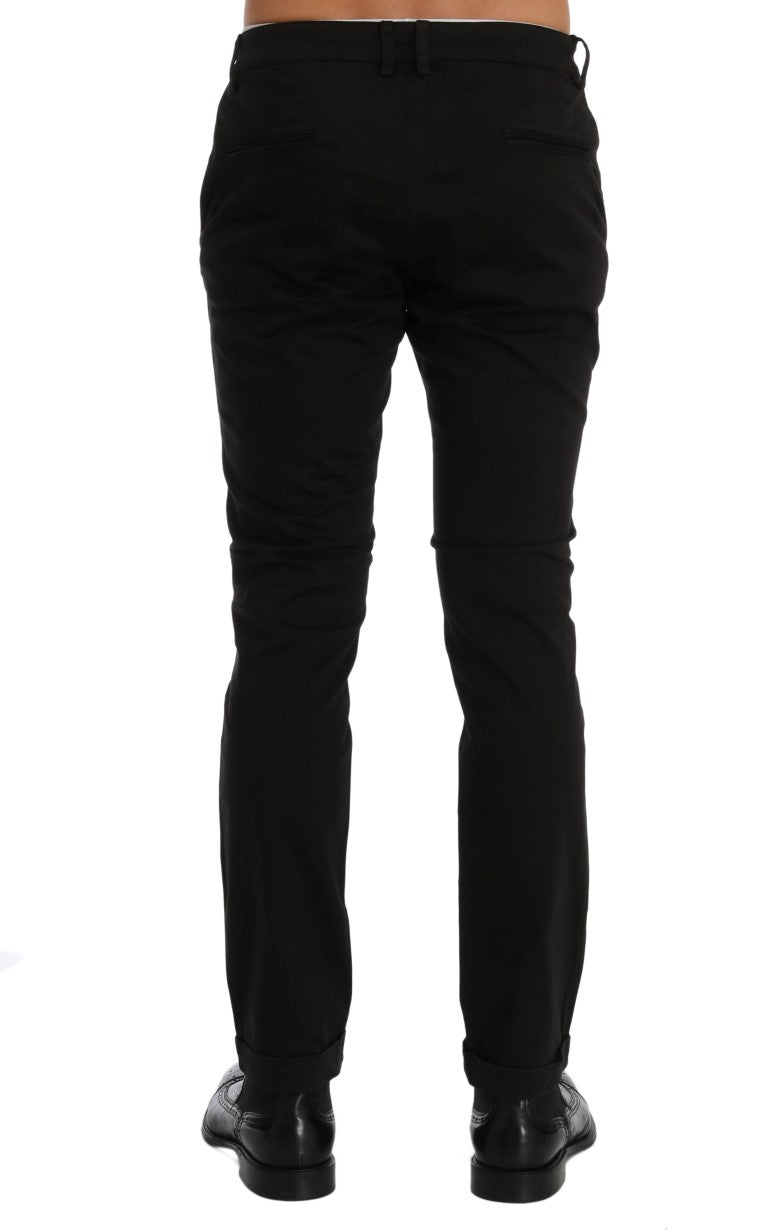 Costume National Black Slim Fit Cotton Stretch Pants