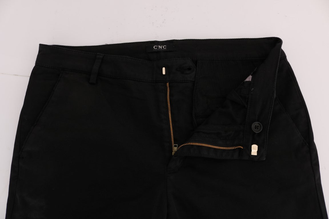Costume National Black Slim Fit Cotton Stretch Pants