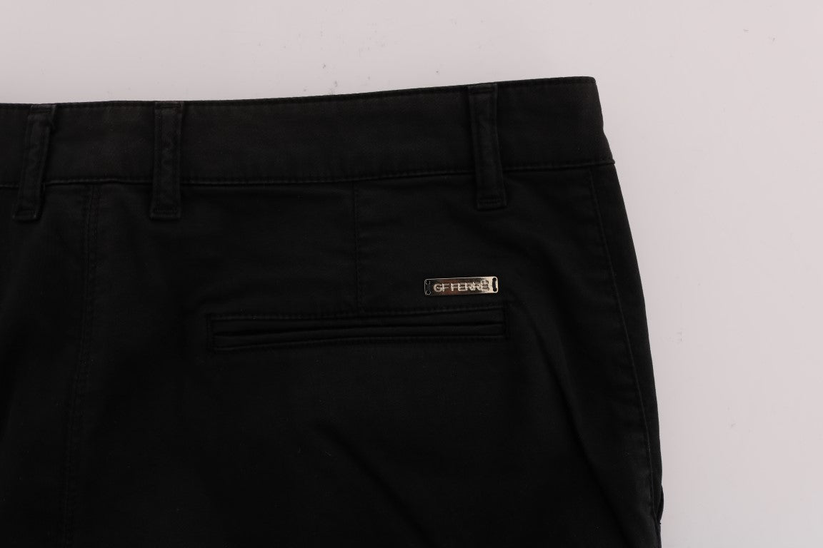 GF Ferre Black Cotton Stretch Chinos Pants