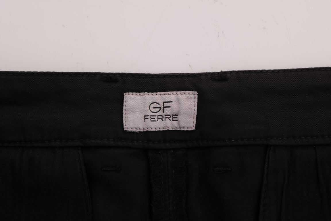 GF Ferre Black Cotton Stretch Chinos Pants