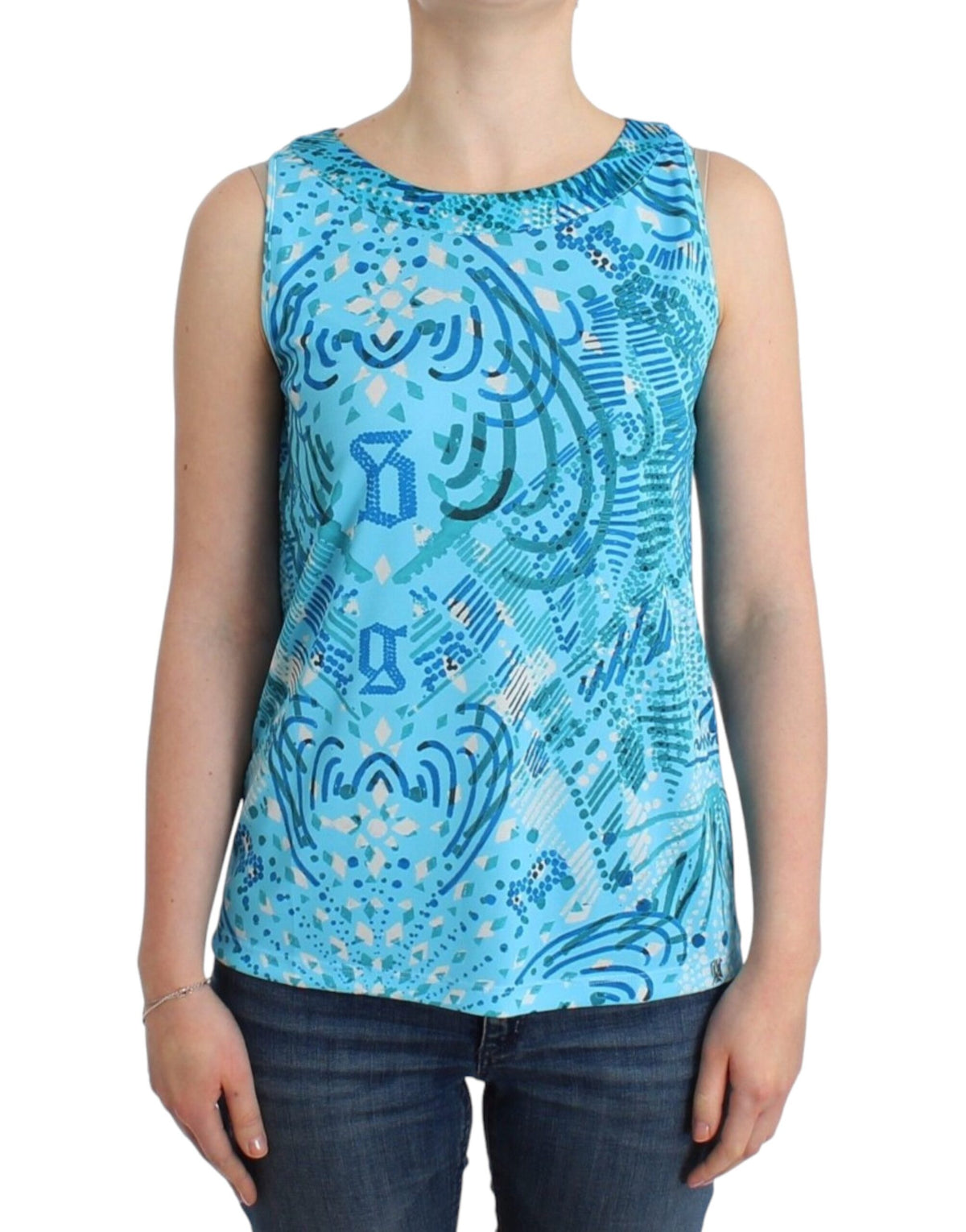 John Galliano Blue printed tank top