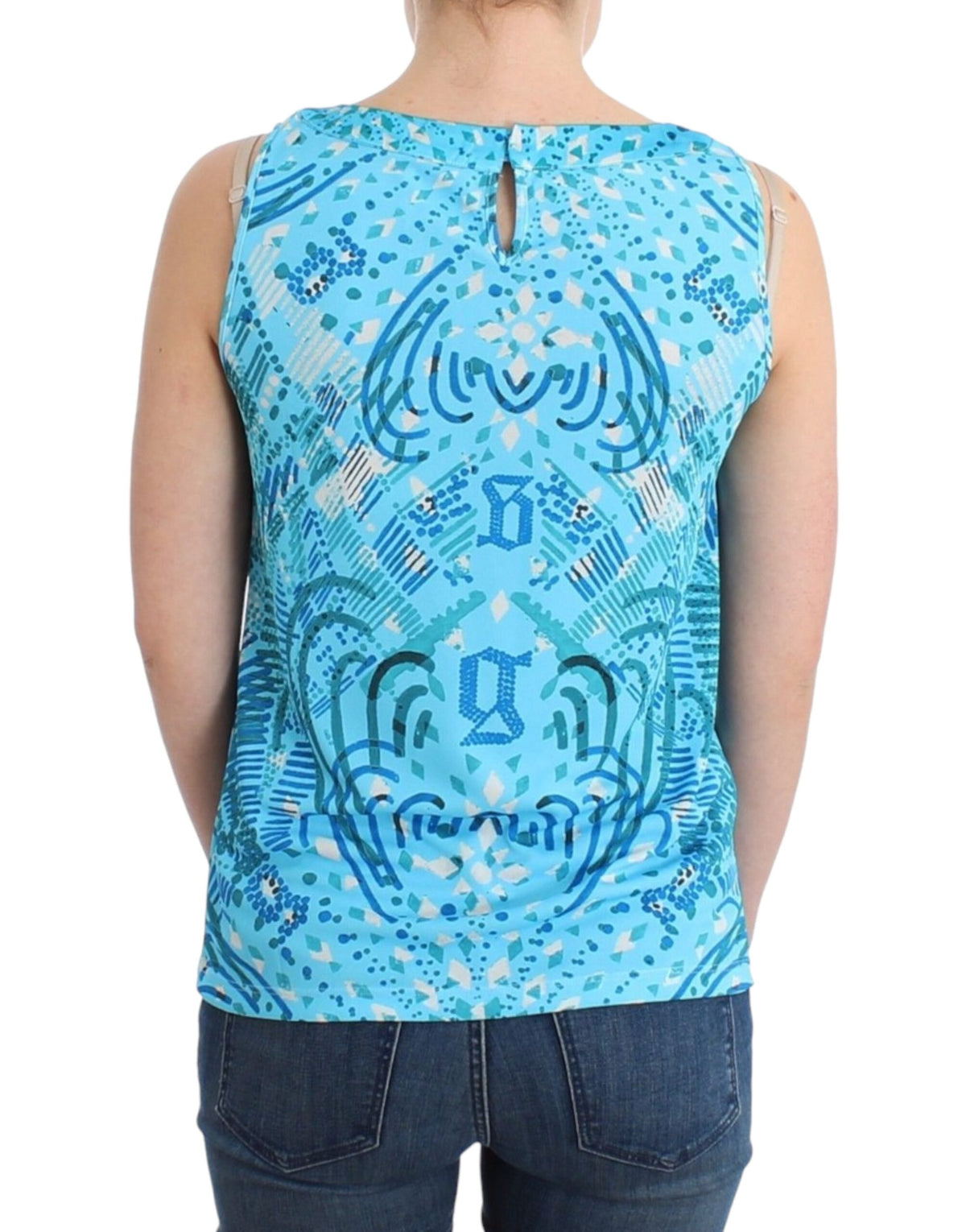 John Galliano Blue printed tank top