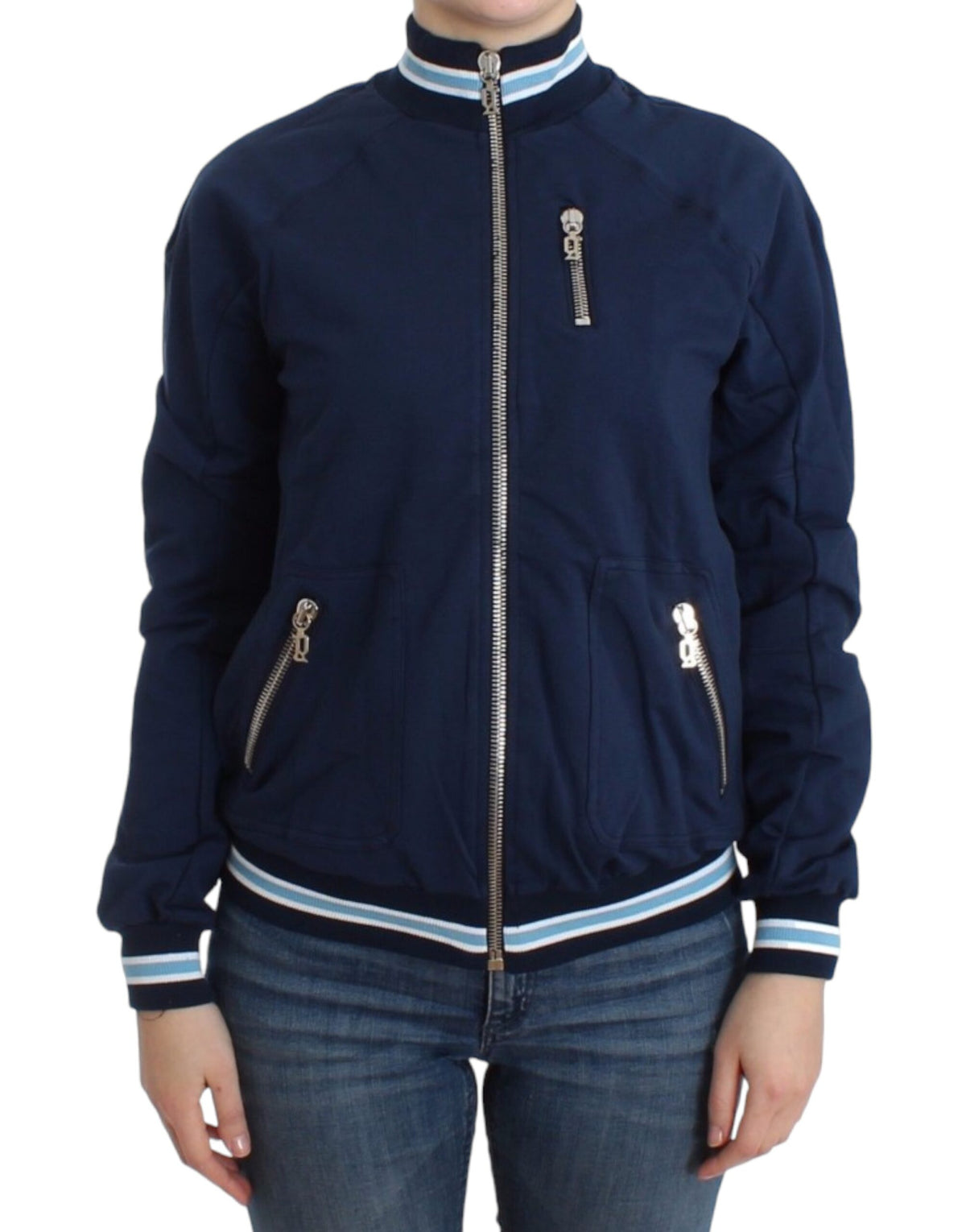 John Galliano Blue zip cotton cardigan