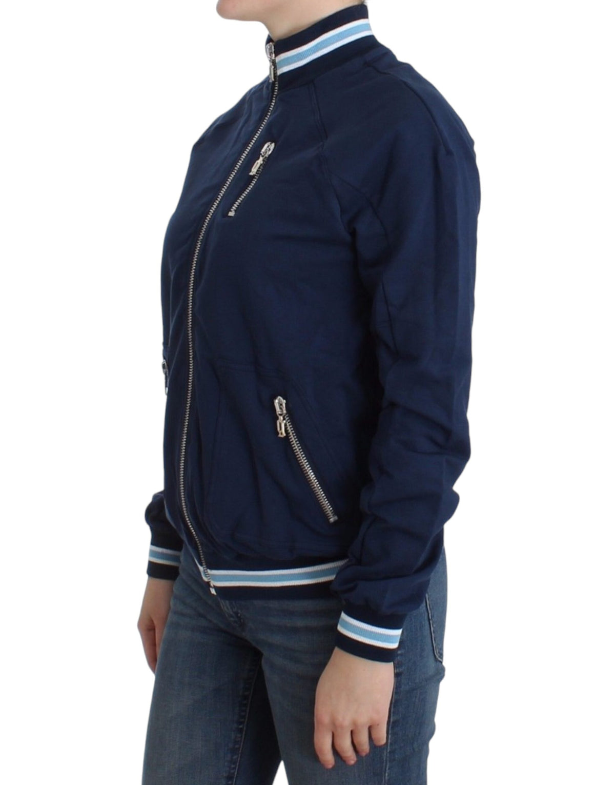 John Galliano Blue zip cotton cardigan