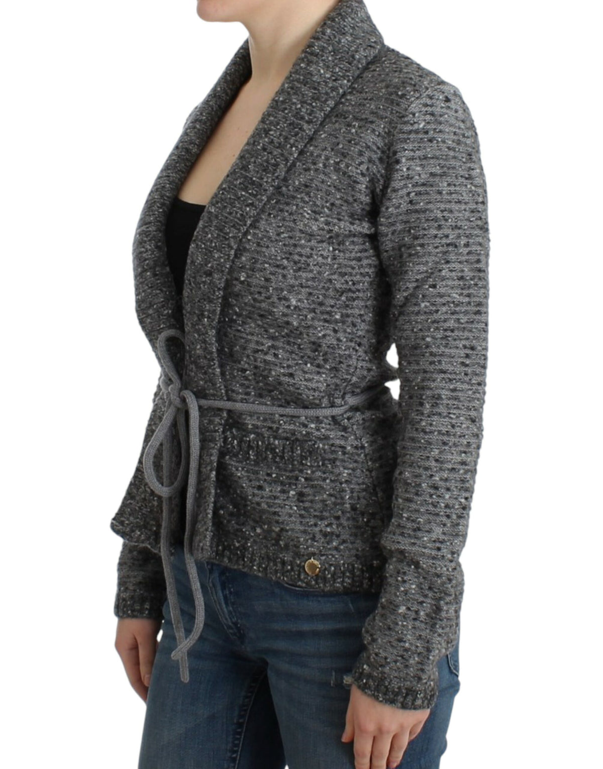 Cavalli Gray wool knitted cardigan
