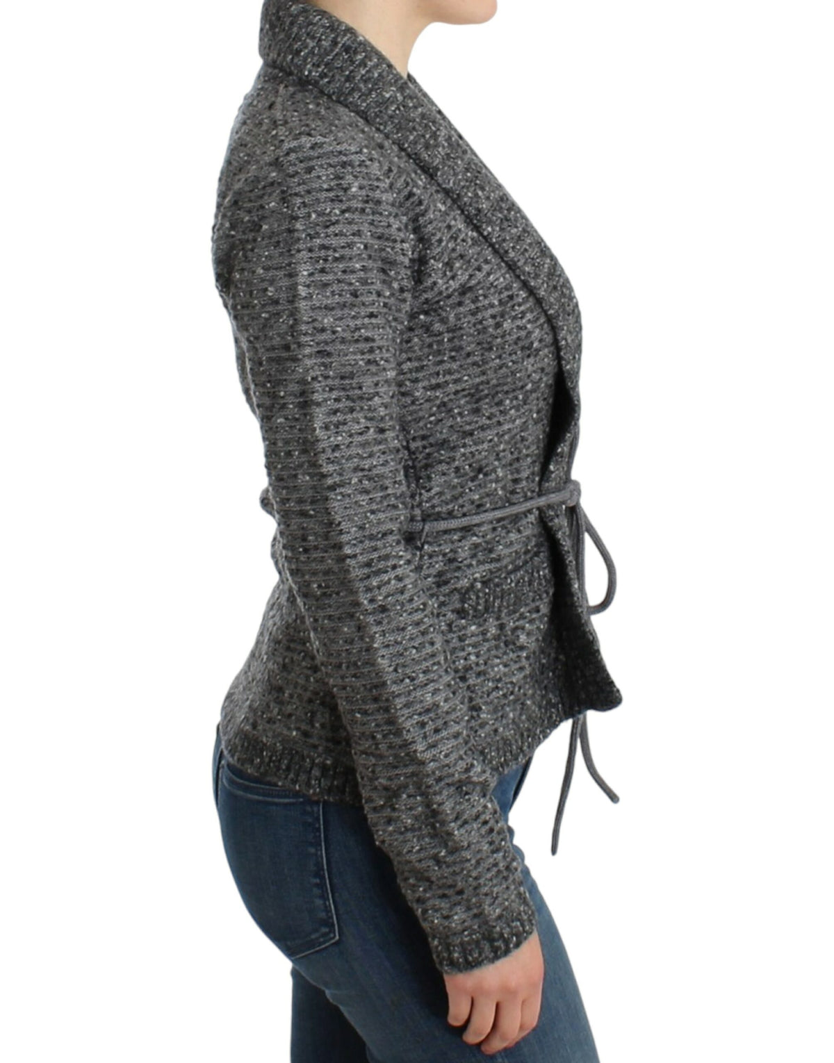 Cavalli Gray wool knitted cardigan