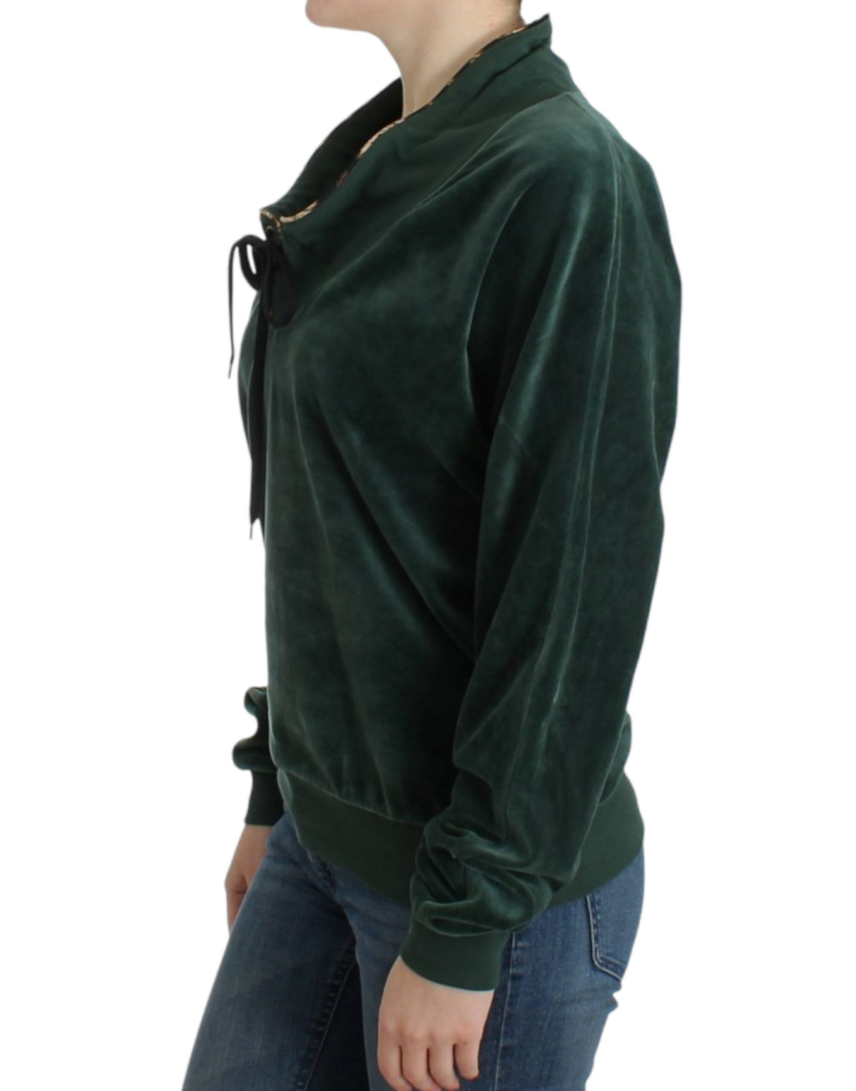 Cavalli Green velvet cotton sweater