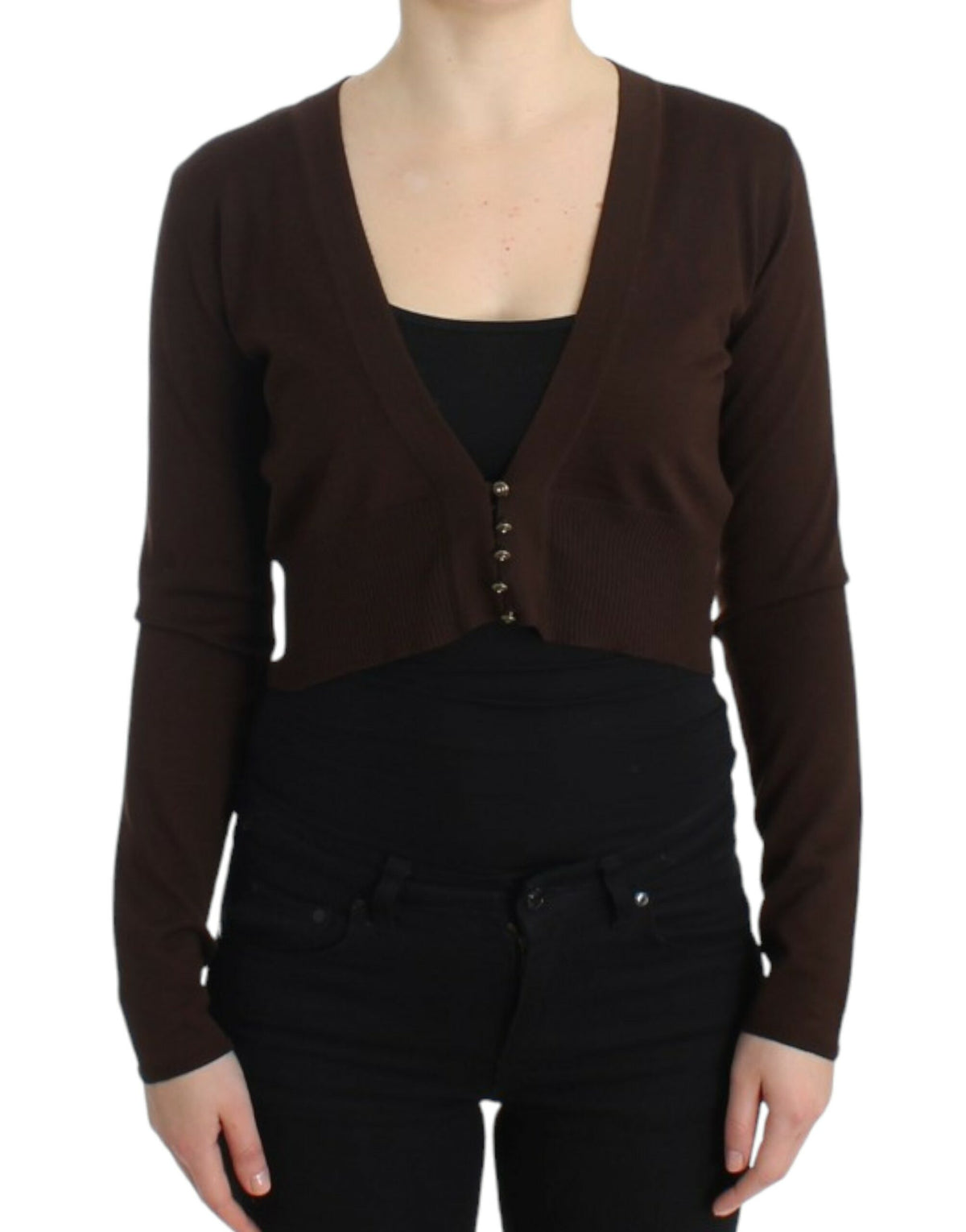 Cavalli Brown cropped wool cardigan