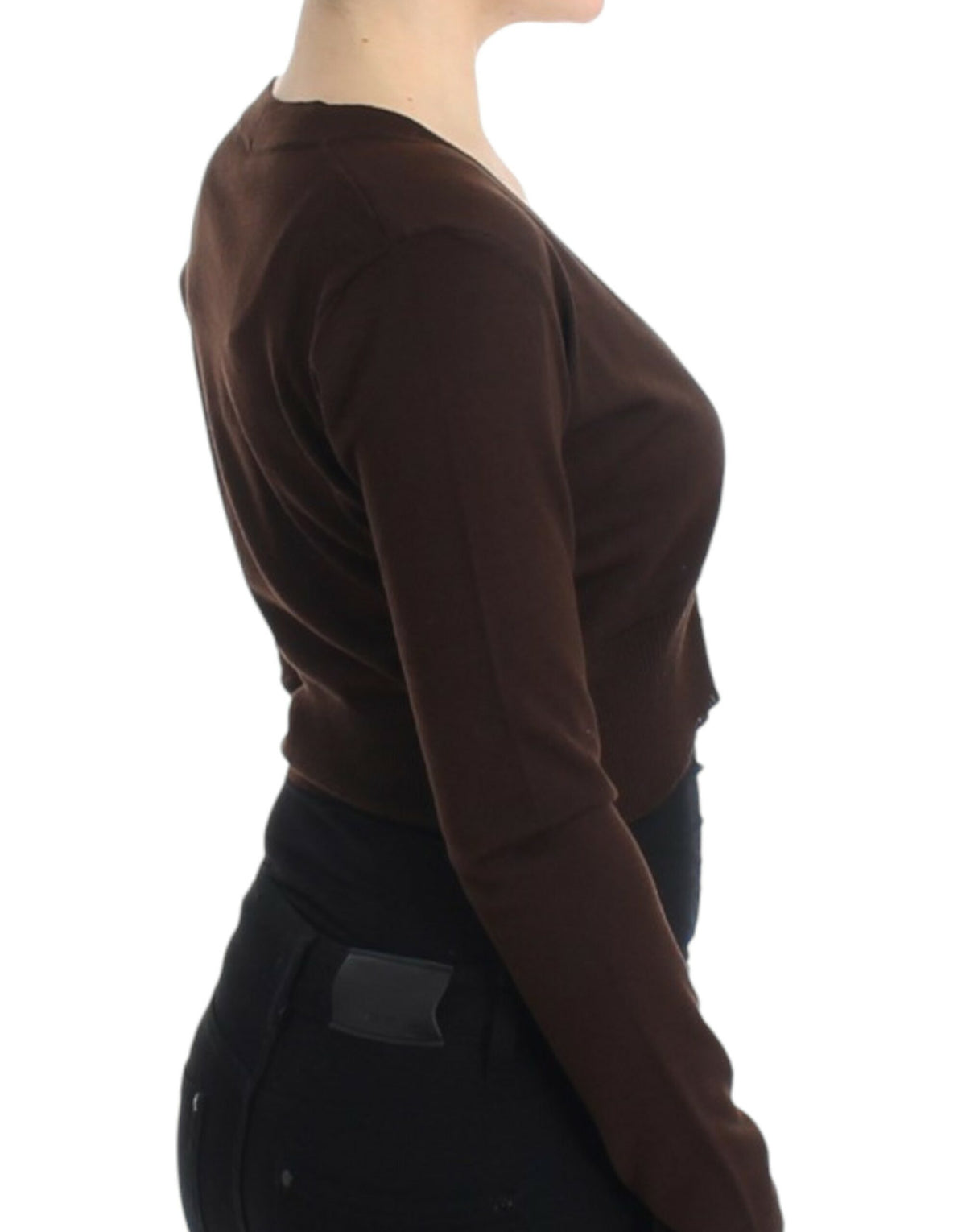 Cavalli Brown cropped wool cardigan