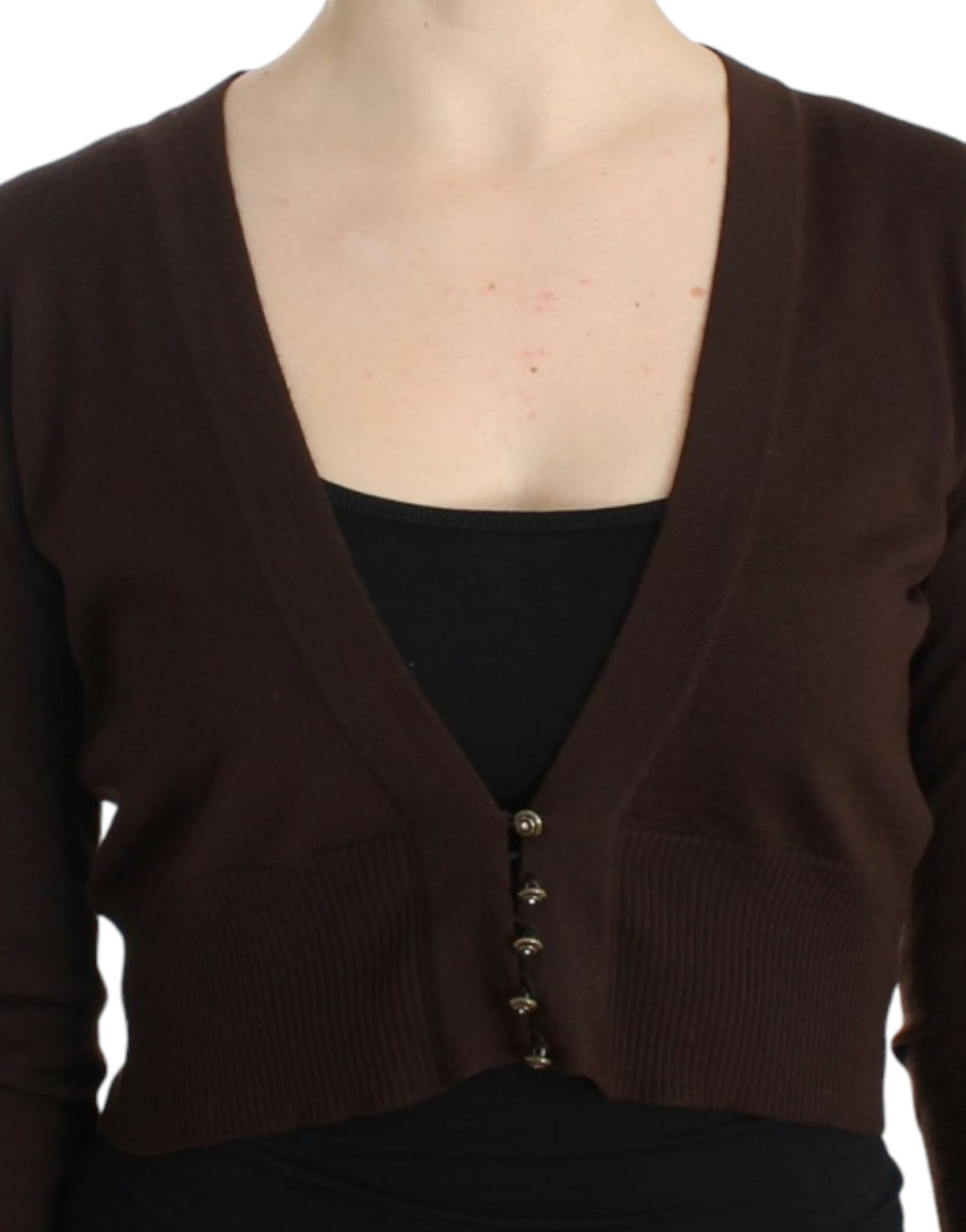 Cavalli Brown cropped wool cardigan