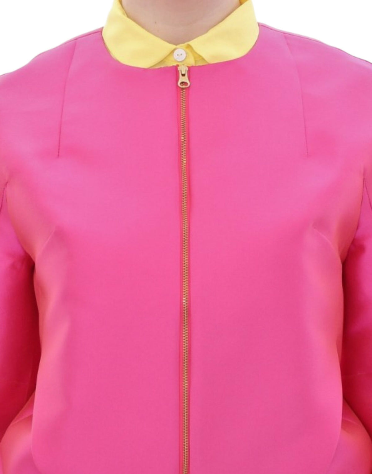 CO|TE Pink Silk Blend Jacket Coat – Full Zip, Logo Detail, Made in Italy
