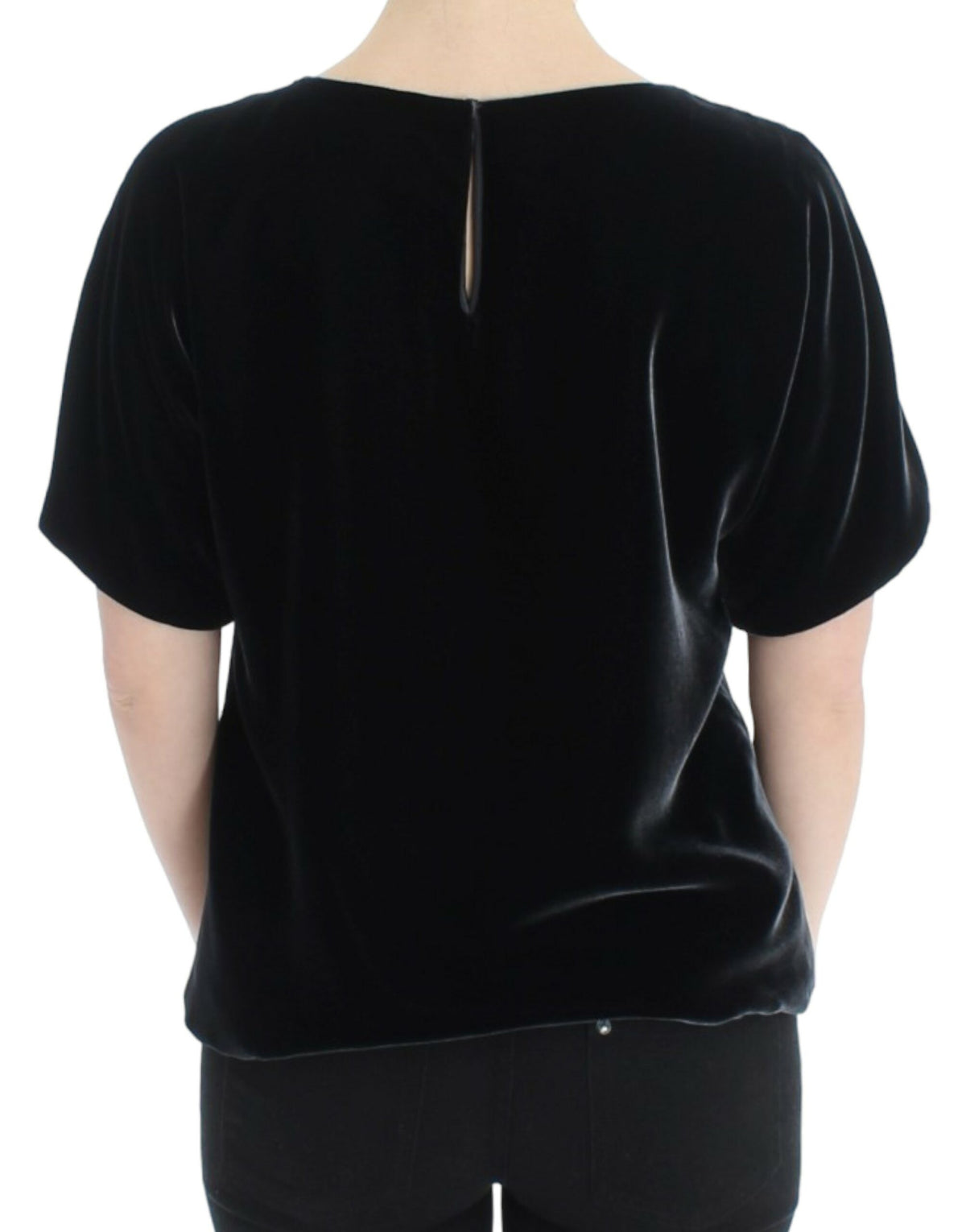 Dolce & Gabbana Black velvet shortsleeved blouse