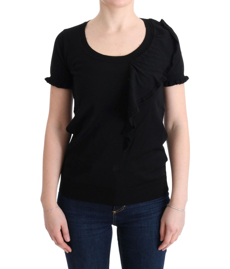 MARGHI LO' Women's Black 100% Lana Wool Top – Luxury Italian Knitwear