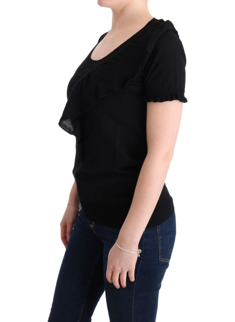 MARGHI LO' Women's Black 100% Lana Wool Top – Luxury Italian Knitwear