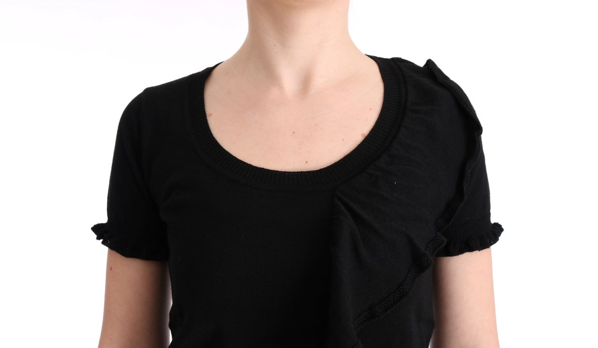 MARGHI LO' Women's Black 100% Lana Wool Top – Luxury Italian Knitwear