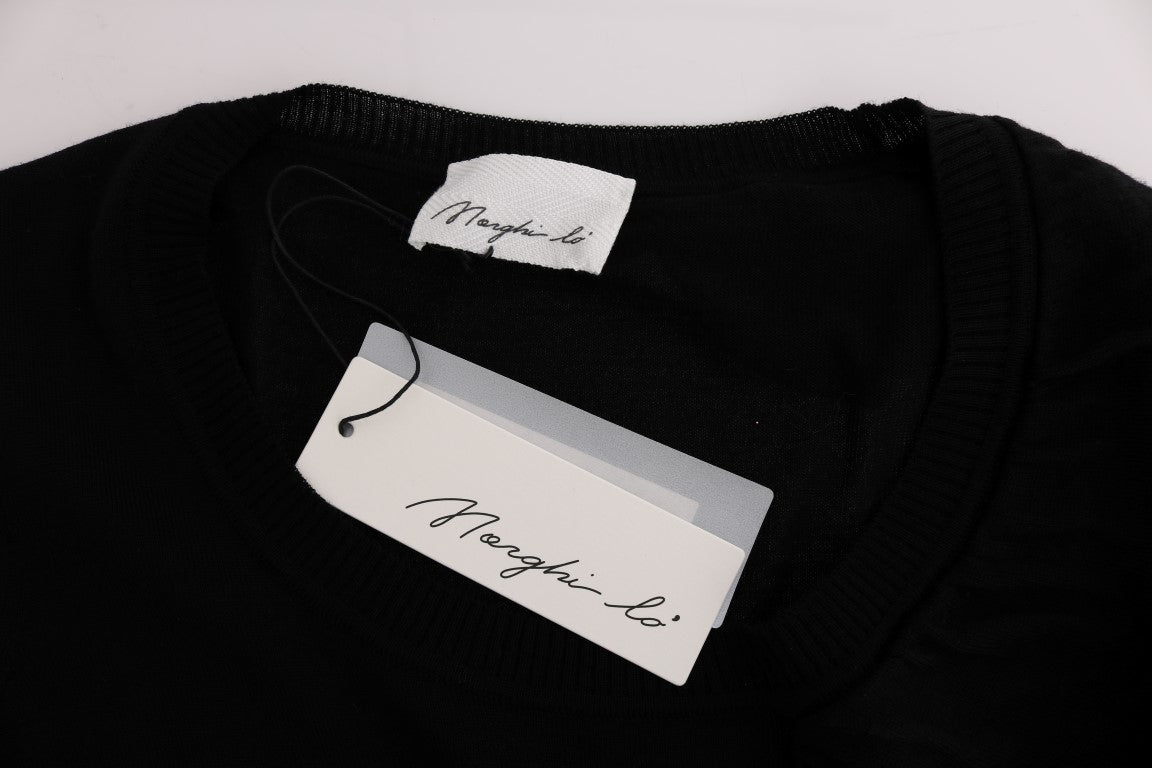 MARGHI LO' Women's Black 100% Lana Wool Top – Luxury Italian Knitwear
