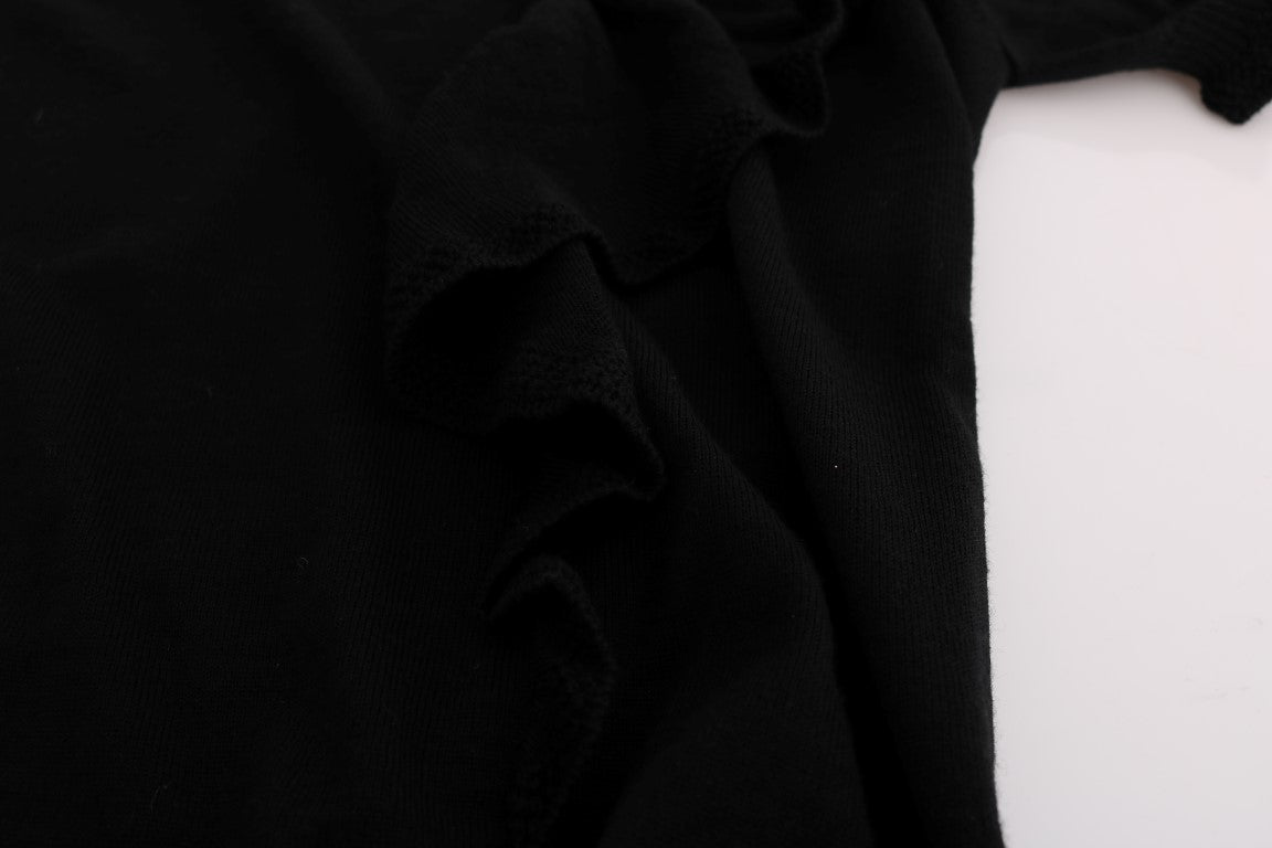 MARGHI LO' Women's Black 100% Lana Wool Top – Luxury Italian Knitwear