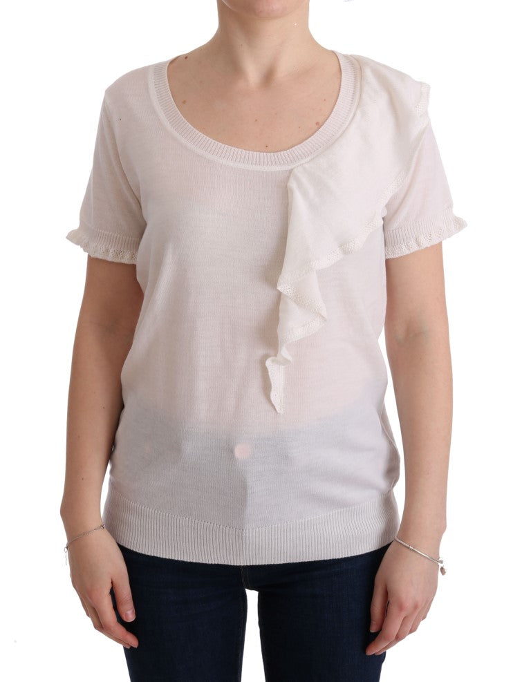 MARGHI LO' Women's White 100% Lana Wool Top – Luxury Italian Knitwear