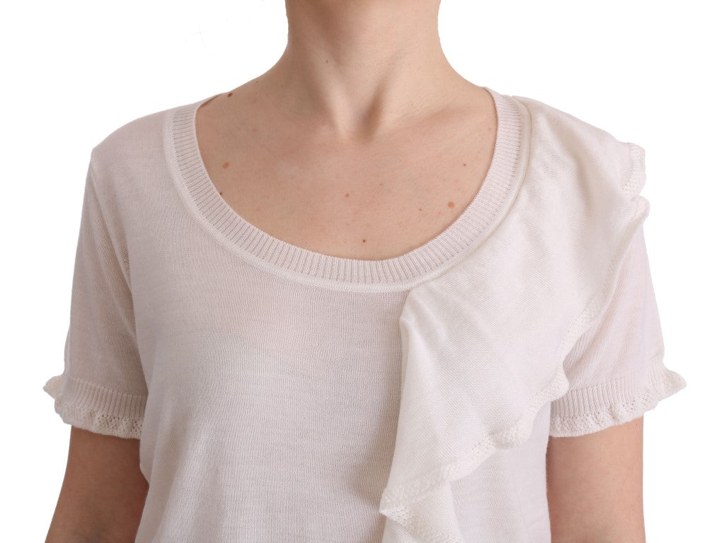 MARGHI LO' Women's White 100% Lana Wool Top – Luxury Italian Knitwear