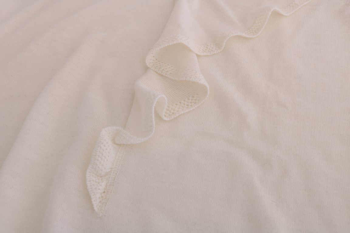 MARGHI LO' Women's White 100% Lana Wool Top – Luxury Italian Knitwear