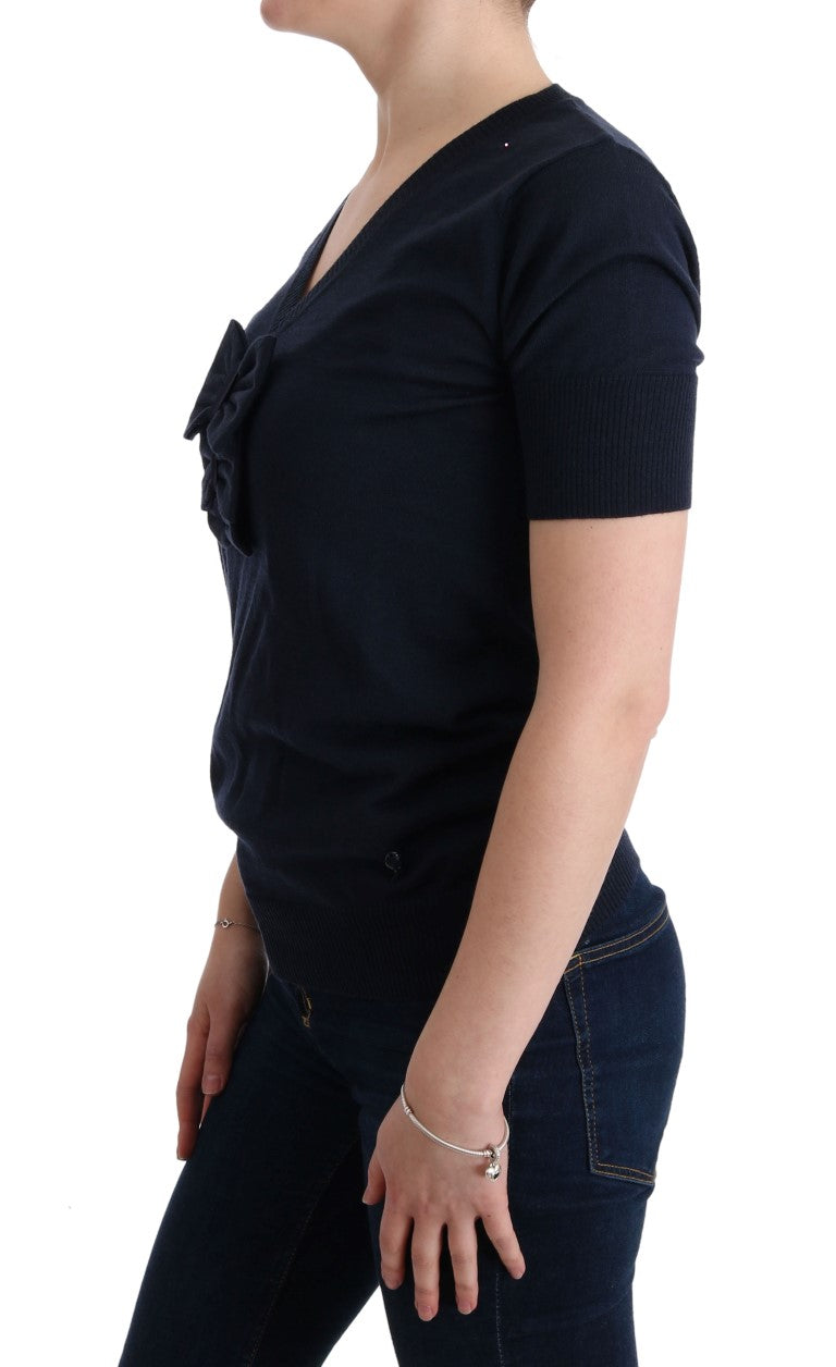 MARGHI LO' Women's Blue 100% Lana Wool Top – Luxury Italian Knitwear